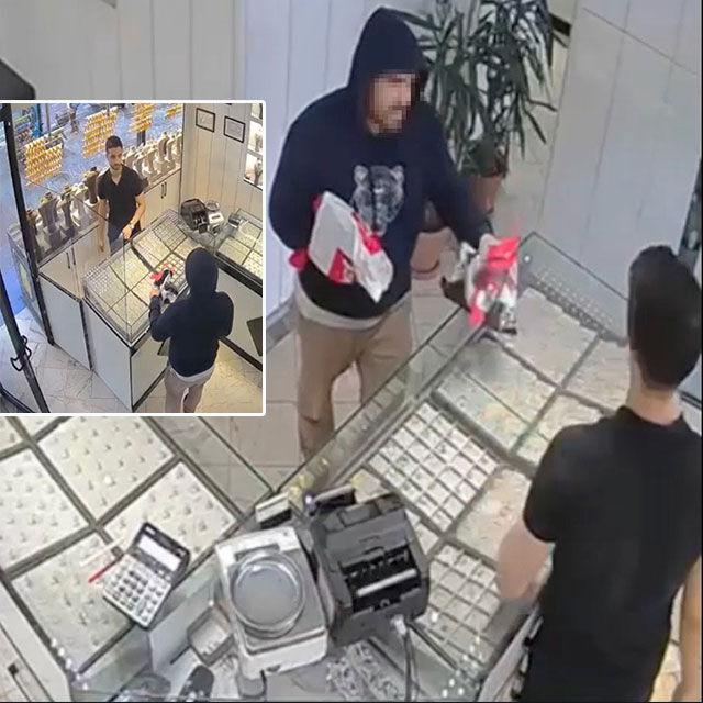 Kuyumcudan soygun anında alkışlık oyun!