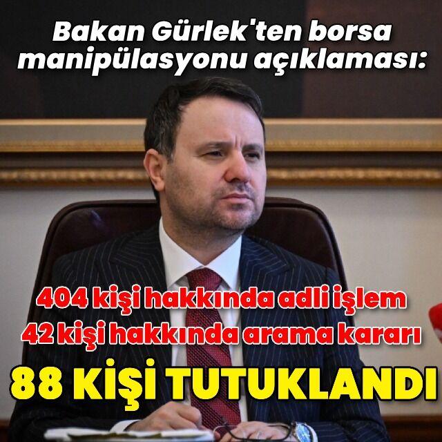Bakan Gürlek'ten borsa manipülasyonu açıklaması