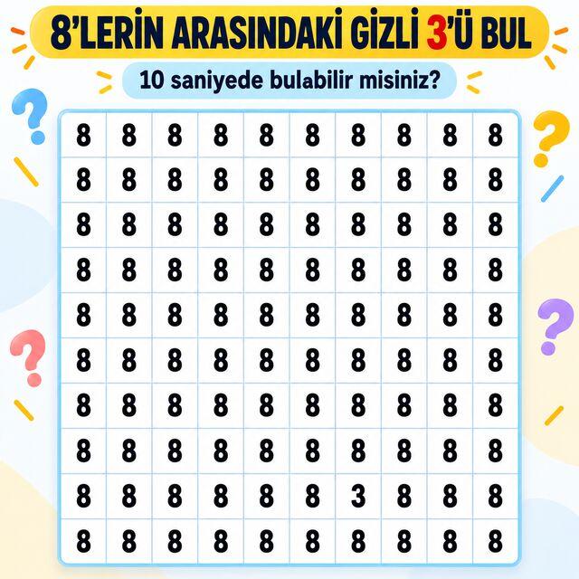 8'lerin arasındaki gizli 3'ü bulabilir misin?