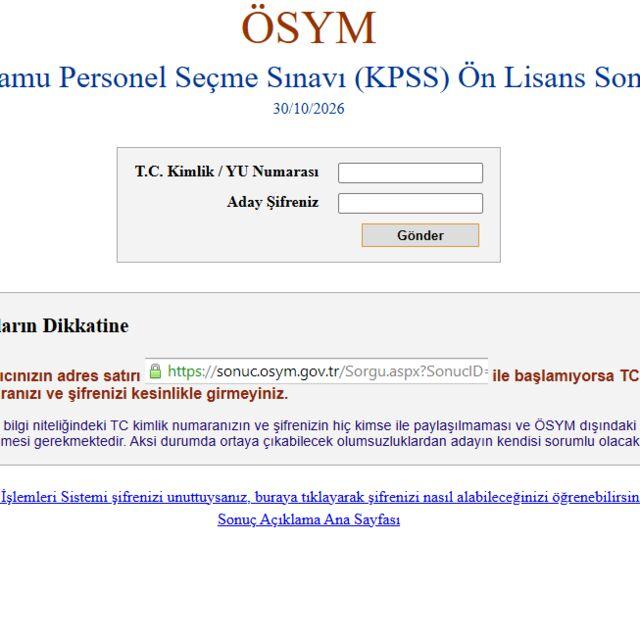 KPSS Ön Lisans sonuçları açıklandı!