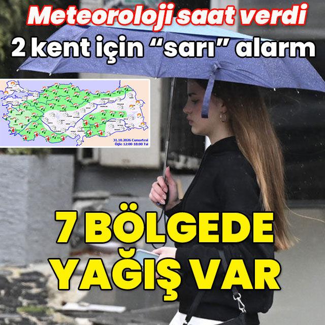 Meteoroloji saat verdi! 2 kent için "sarı" alarm! 7 bölgede yağış var